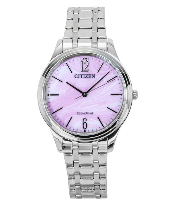 Citizen Elegance ruostumattomasta teräksestä valmistettu vaaleanpunainen kellotaulu Eco-Drive EM0411-71X naisten kello
