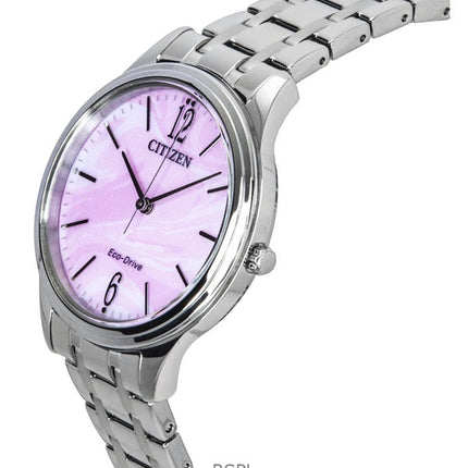 Citizen Elegance ruostumattomasta teräksestä valmistettu vaaleanpunainen kellotaulu Eco-Drive EM0411-71X naisten kello