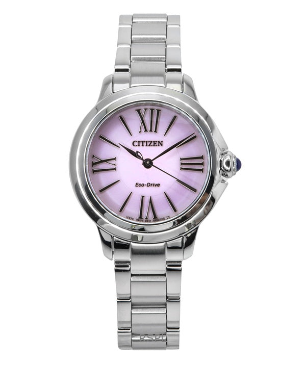 Citizen L ruostumattomasta teräksestä valmistettu vaaleanpunainen kellotaulu Eco-Drive EM1160-58X naisten kello