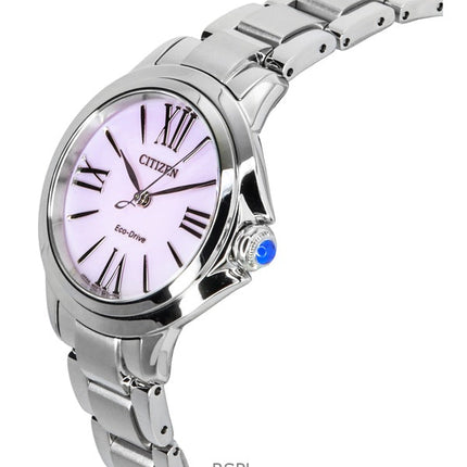 Citizen L ruostumattomasta teräksestä valmistettu vaaleanpunainen kellotaulu Eco-Drive EM1160-58X naisten kello