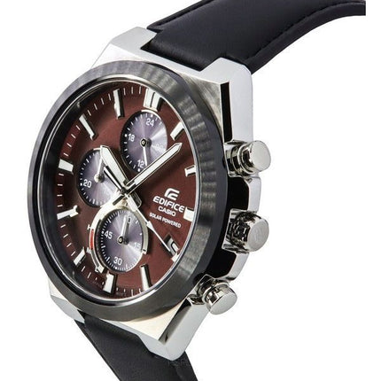 Casio Edifice Analoginen Chronograph Nahkahihna Burgundy Kellotaulu Solar EQS-950BL-5A 100M Miesten kello