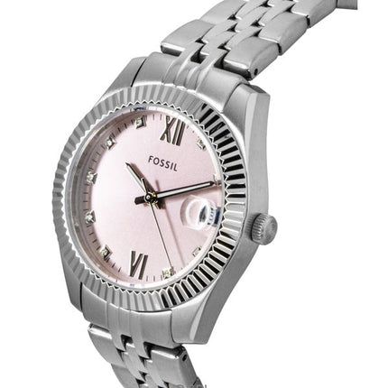 Fossil Scarlette ruostumattomasta teräksestä valmistettu pinkki Sunray-kellotaulu ES5403 kvartsi naisten kello
