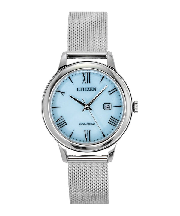Citizen Elegance ruostumattomasta teräksestä valmistettu sininen kellotaulu Eco-Drive EW2621-75M 100M naisten kello
