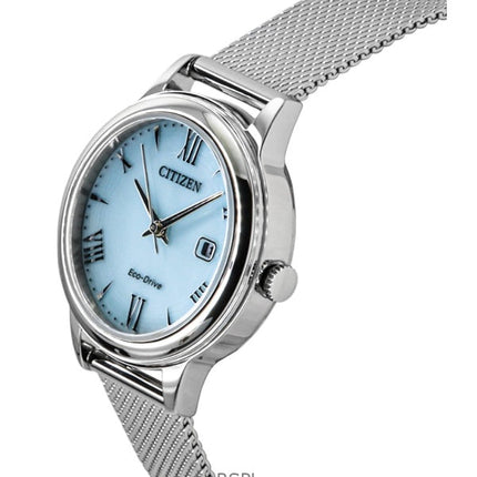 Citizen Elegance ruostumattomasta teräksestä valmistettu sininen kellotaulu Eco-Drive EW2621-75M 100M naisten kello