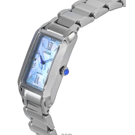 Citizen L Bianca ruostumattomasta teräksestä valmistettu helmiäiskuvioinen Eco-Drive EW5620-55N naisten kello