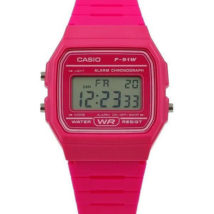 Casio Digital Pink Resin Strap Quartz F-91WC-4A Unisex kello