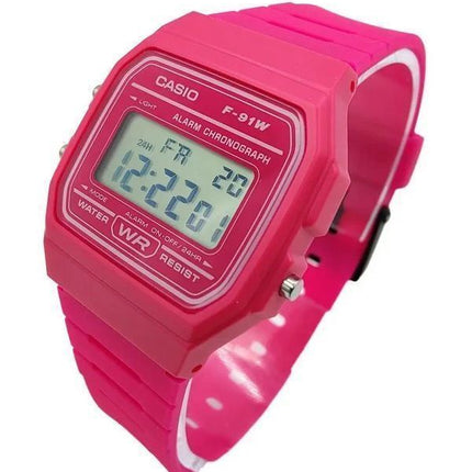 Casio Digital Pink Resin Strap Quartz F-91WC-4A Unisex kello