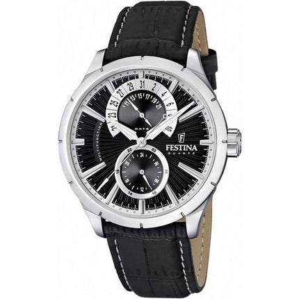 Festina Retro nahkaranneke monitoimi musta kellotaulu kvartsi F16573-3 miesten kello