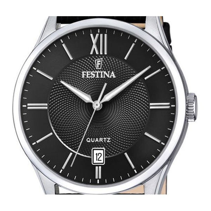 Festina Classics nahkaranneke, musta kellotaulu kvartsi F20426-3 miesten kello