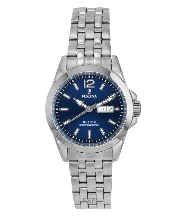 Festina Classic ruostumattomasta teräksestä valmistettu sininen kellotaulu kvartsi F20455-3 100M naisten kello