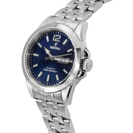 Festina Classic ruostumattomasta teräksestä valmistettu sininen kellotaulu kvartsi F20455-3 100M naisten kello