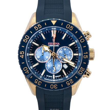 Festina keraaminen kronografi kumihihna sininen soittaa kvartsi F20516-1 100M miesten kello