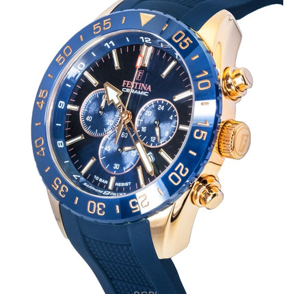 Festina keraaminen kronografi kumihihna sininen soittaa kvartsi F20516-1 100M miesten kello