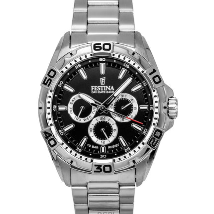Festina ruostumattomasta teräksestä valmistettu monitoiminen musta kellotaulu kvartsi F20623-4 100M miesten kello