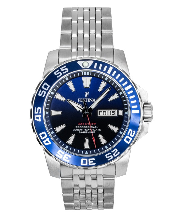 Festina ruostumattomasta teräksestä valmistettu sininen kellotaulu kvartsi sukeltajan F20661-1 200M miesten kello