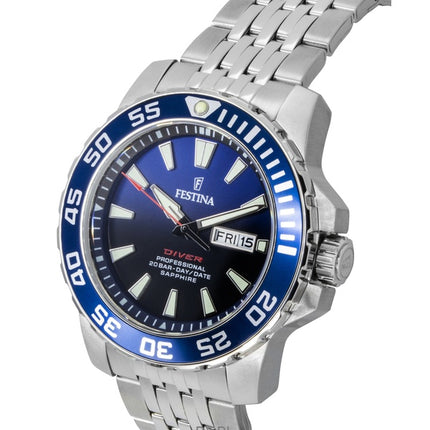 Festina ruostumattomasta teräksestä valmistettu sininen kellotaulu kvartsi sukeltajan F20661-1 200M miesten kello