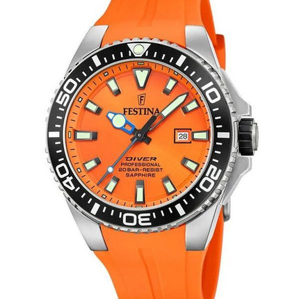 Festina Diver kumihihna oranssi kellotaulu kvartsi F20664-4 200M miesten kello