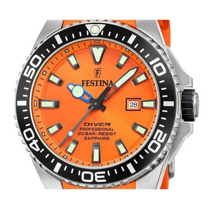 Festina Diver kumihihna oranssi kellotaulu kvartsi F20664-4 200M miesten kello