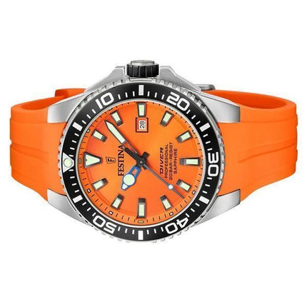 Festina Diver kumihihna oranssi kellotaulu kvartsi F20664-4 200M miesten kello