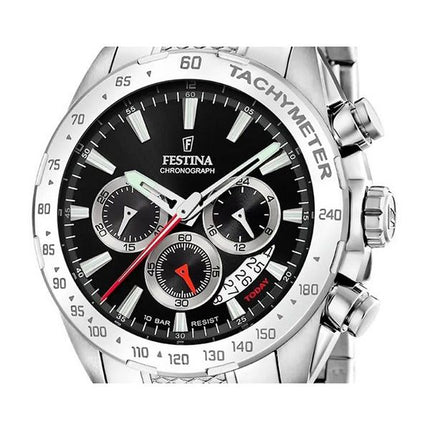 Festina Chrono Sport ruostumattomasta teräksestä valmistettu musta kellotaulu kvartsi F20668-4 100M miesten kello