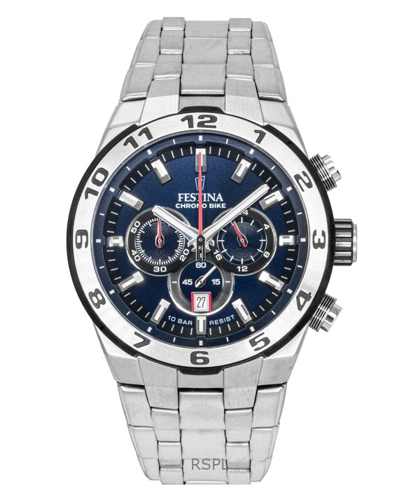 Festina Chrono Bike Chronograph ruostumattomasta teräksestä valmistettu sininen kellotaulu kvartsi F20670-1 100M miesten kello