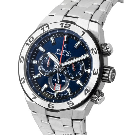 Festina Chrono Bike Chronograph ruostumattomasta teräksestä valmistettu sininen kellotaulu kvartsi F20670-1 100M miesten kello