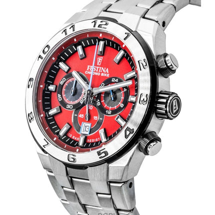Festina Chrono Bike Chronograph ruostumattomasta teräksestä valmistettu punainen kellotaulu kvartsi F20670-5 100M miesten kello