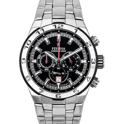 Festina Chrono Bike Chronograph ruostumattomasta teräksestä valmistettu musta kellotaulu kvartsi F20670-6 100M miesten kello
