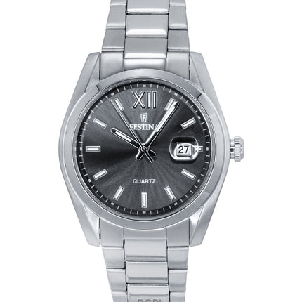 Festina Classic ruostumattomasta teräksestä valmistettu harmaa kellotaulu kvartsi F20707-3 miesten kello