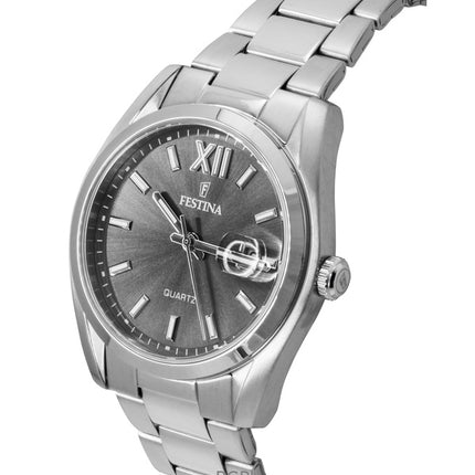 Festina Classic ruostumattomasta teräksestä valmistettu harmaa kellotaulu kvartsi F20707-3 miesten kello