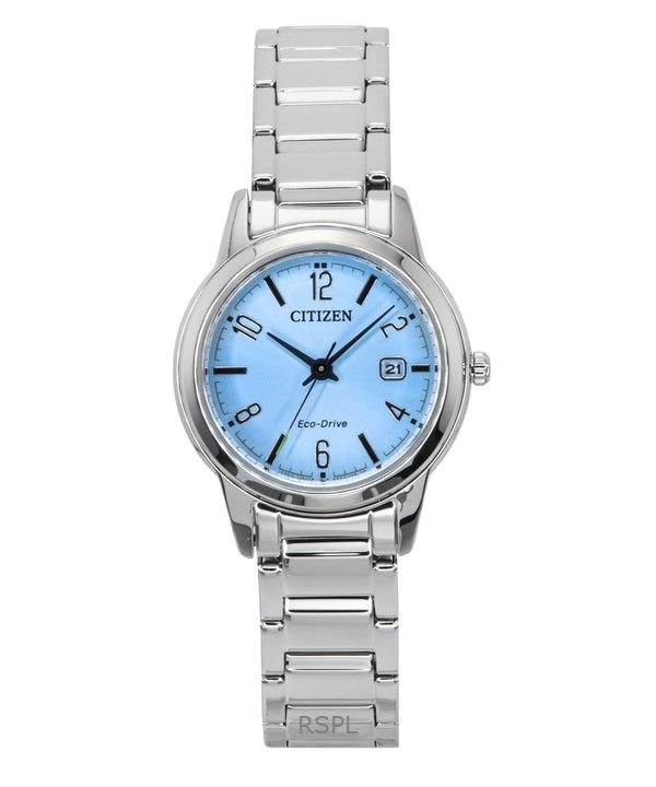 Citizen Elegance ruostumattomasta teräksestä valmistettu vaaleansininen kellotaulu Eco-Drive FE1241-71L naisten kello