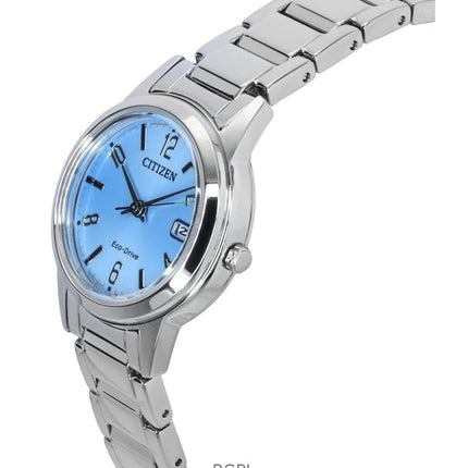 Citizen Elegance ruostumattomasta teräksestä valmistettu vaaleansininen kellotaulu Eco-Drive FE1241-71L naisten kello