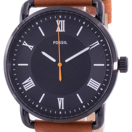Fossil Copeland musta soittaa nahkahihna kvartsi FS5667 miesten kello