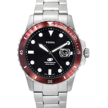 Fossil Blue Dive ruostumaton teräs musta kellotaulu kvartsi FS6013 100M miesten kello