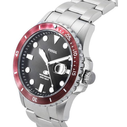 Fossil Blue Dive ruostumaton teräs musta kellotaulu kvartsi FS6013 100M miesten kello