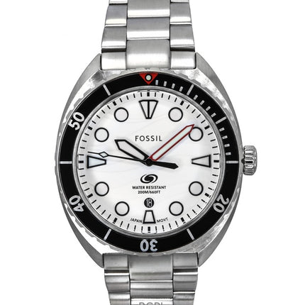 Fossil Breaker ruostumattomasta teräksestä valmistettu valkoinen kellotaulu kvartsidiverin FS6063 200M miesten kello