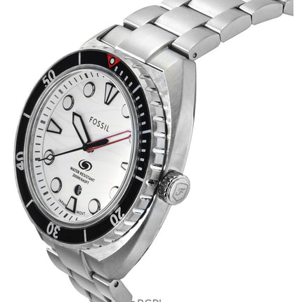 Fossil Breaker ruostumattomasta teräksestä valmistettu valkoinen kellotaulu kvartsidiverin FS6063 200M miesten kello