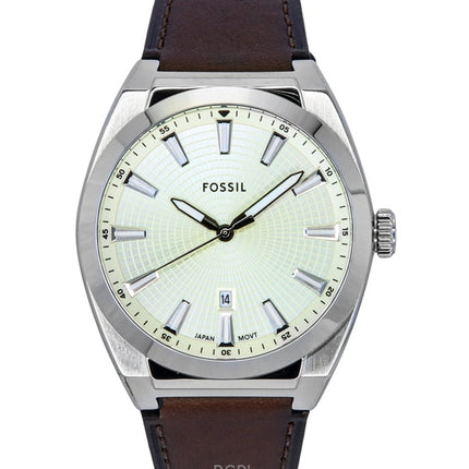 Fossil Everett nahkaranneke kermanvärinen kvartsi FS6071 miesten kello