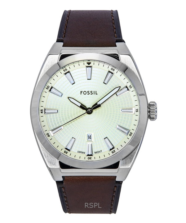 Fossil Everett nahkaranneke kermanvärinen kvartsi FS6071 miesten kello
