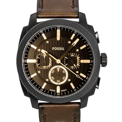 Fossil Machine Chronograph -nahkahihnalla ja ruskealla soittaa kvartsilla varustettu FS6101 miesten kello