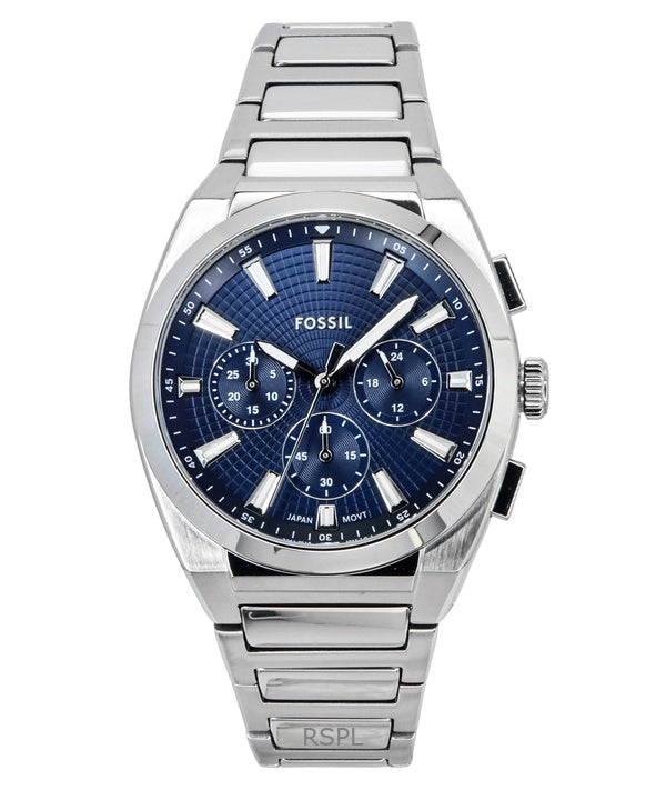 Fossil Everett Chronograph ruostumattomasta teräksestä valmistettu sininen kellotaulu kvartsi FS6104 miesten kello