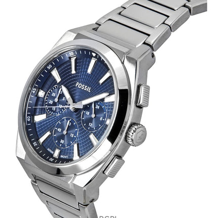 Fossil Everett Chronograph ruostumattomasta teräksestä valmistettu sininen kellotaulu kvartsi FS6104 miesten kello