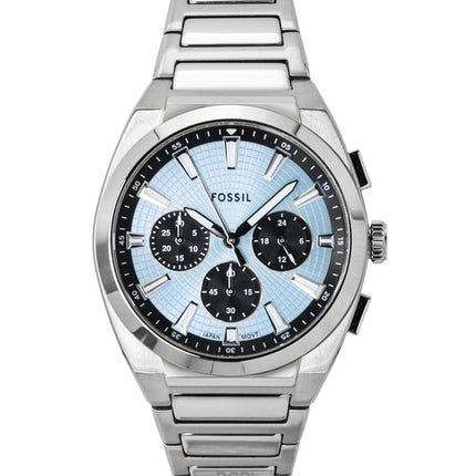 Fossil Everett Chronograph ruostumattomasta teräksestä valmistettu sininen kellotaulu kvartsi FS6105 miesten kello