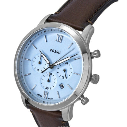 Fossil Neutra Chronograph -kvartsi FS6109 - miesten kello, nahkaranneke, sininen Sunray-taulu