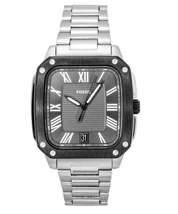 Fossil Crosby ruostumattomasta teräksestä valmistettu harmaa kellotaulu kvartsi FS6122 miesten kello