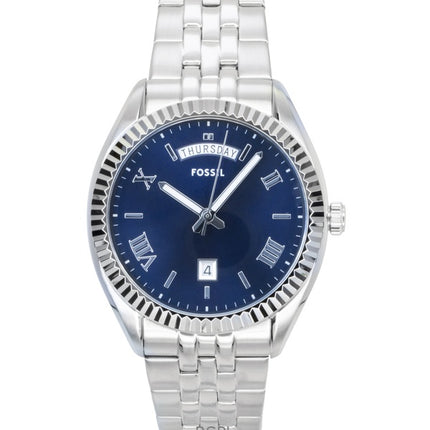 Fossil Campbell ruostumattomasta teräksestä valmistettu sinisellä kellotaululla varustettu kvartsi FS6140 miesten kello