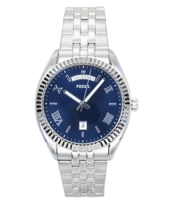 Fossil Campbell ruostumattomasta teräksestä valmistettu sinisellä kellotaululla varustettu kvartsi FS6140 miesten kello