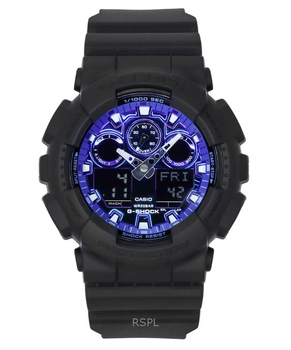 Casio G-Shock analoginen digitaalinen hartsihihna sininen kellotaulu kvartsi GA-100FL-1A 200M miesten kello