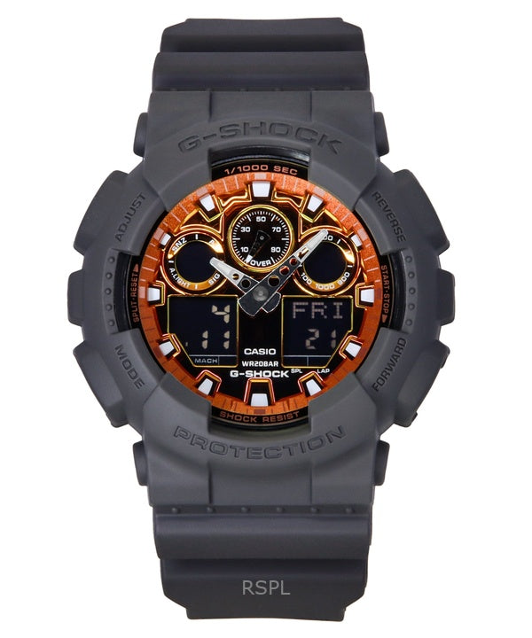 Casio G-Shock analoginen digitaalinen hartsihihna monivärinen kellotaulu kvartsi GA-100FL-8A 200M miesten kello