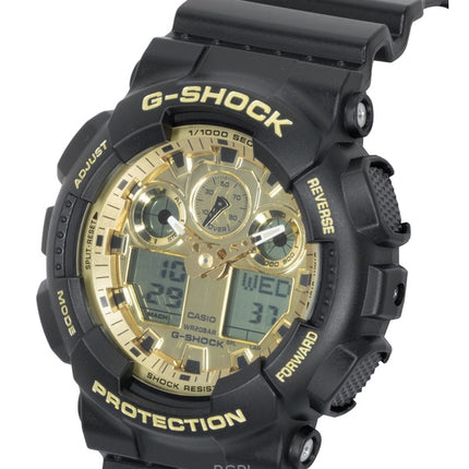 Casio G-Shock -hartsiranneke, analoginen digitaalinen, kultainen kellotaulu, kvartsi, GA-100GGB-1A9, 200M miesten kello
